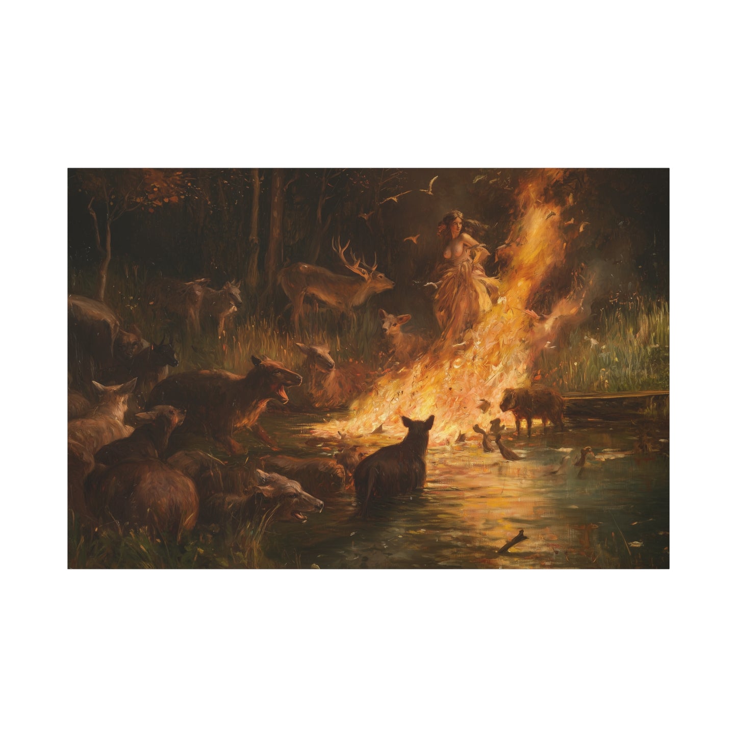 Woodland Firelight Canvas Print